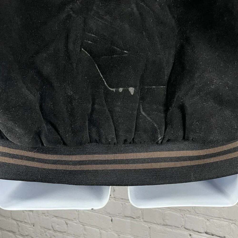 Jon Lauren Apparel Black Las Vegas Varsity Zipped Snap Pockets Jacket Size L